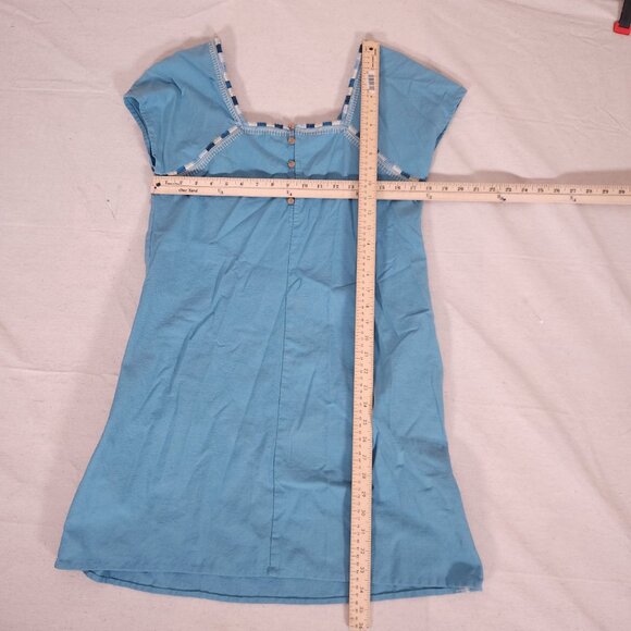 Faherty Jetty Shift Dress 100% Organic Cotton Embroidered Delphinium Medium Boho - Picture 4 of 13